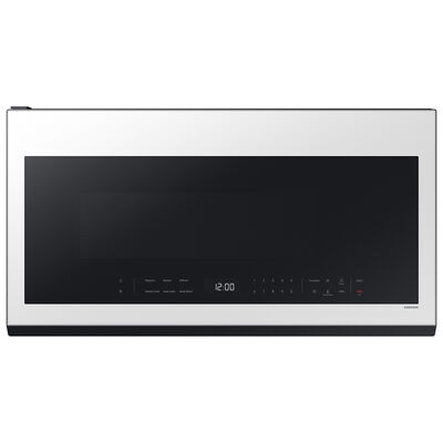 Samsung Bespoke 30 in. 2.1 cu. ft. Over-the-Range Smart Microwave with 10 Power Levels, 400 CFM & Sensor Cooking Controls - White Glass | ME21DB630012