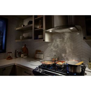 Whirlpool 30 in. Convertible Chimney Style Range Hood with 400 CFM, 3 Fan Speeds & 2 LED Lights - Stainless Steel, , hires