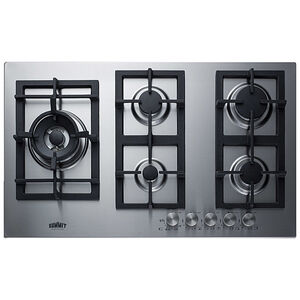 Summit 34 in. 5-Burner Natural Gas Cooktop with Power Burner - Stainless Steel, , hires