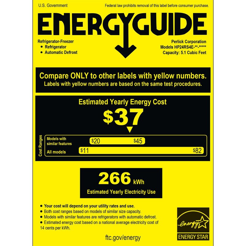 Perlick Signature Series 24 in. 5.2 cu. ft. Built-In Undercounter Refrigerator - Stainless Steel, , hires