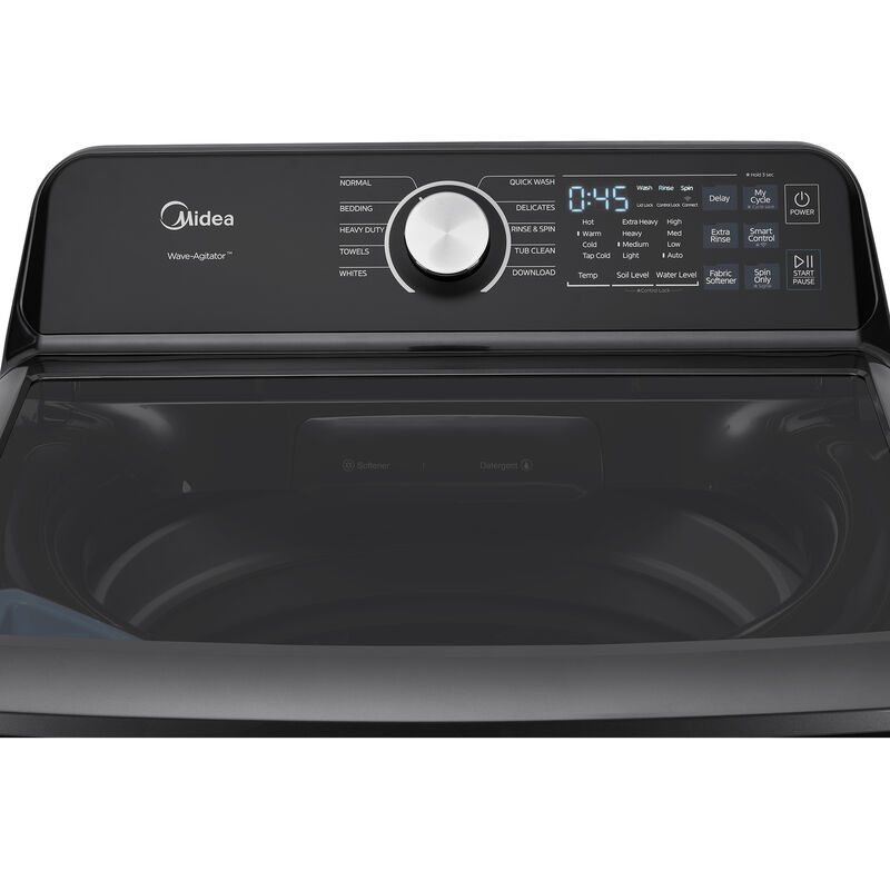 Midea 27 in. 4.4 cu. ft. Smart Top Load Washer with Power Wave 360 Agitator - Metallic Gray, Metallic Gray, hires