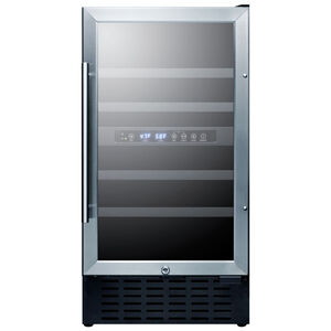 Summit 18 in. 3.3 cu. ft. Compact Built-In/Freestanding Wine Cooler with 28 Bottle Capacity, Dual Temperature Zones & Digital Control - Stainless Steel, , hires