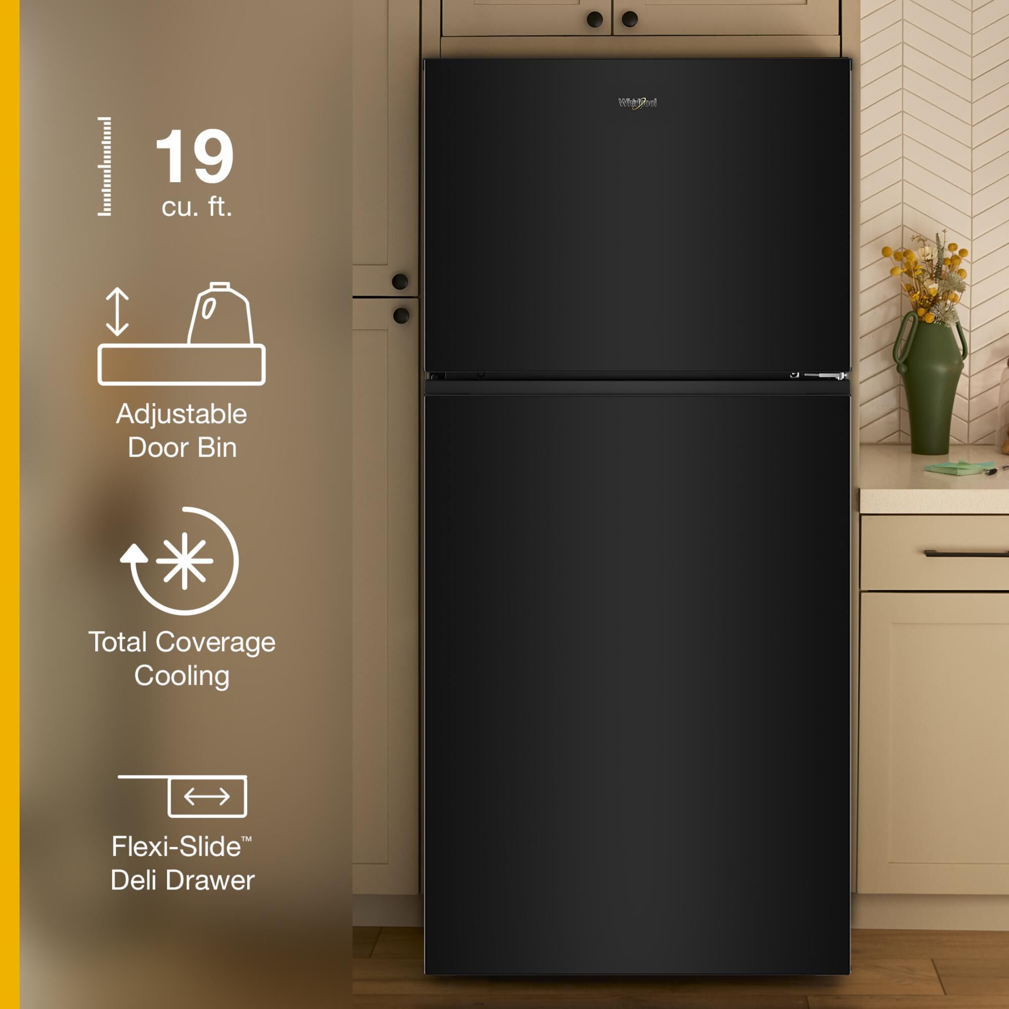 Whirlpool 30 in. 19.3 cu. ft. Top Freezer Refrigerator - Black