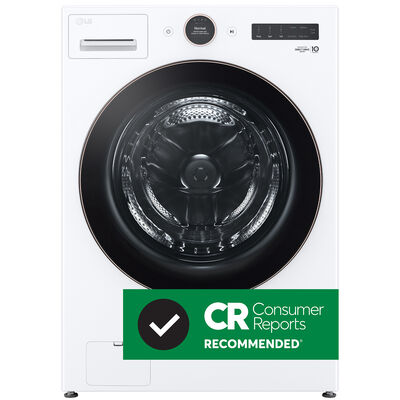 LG 27 in. 5.0 cu. ft. Smart Stackable Front Load Washer with AI DD Built-In Intelligence, TurboWash 360 Technology, Allergiene, Sanitize & Steam Wash Cycle - White | WM6500HWA