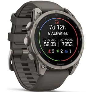 Garmin fenix 9 47 mm, AMOLED Smart Watch - Titanium with Pebble Gray Silicone Band, , hires