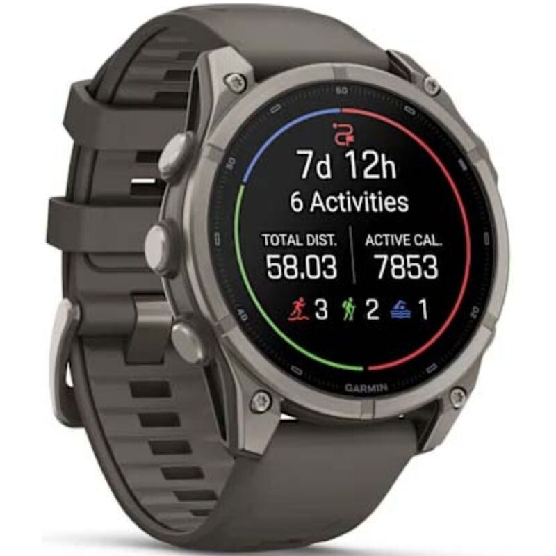 Garmin fenix 9 47 mm, AMOLED Smart Watch - Titanium with Pebble Gray Silicone Band, , hires