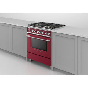 Fisher & Paykel Series 9 Classic 30 in. 3.5 cu. ft. True European Convection Dual Fuel Range with 4 Sealed Burners - Red, , hires