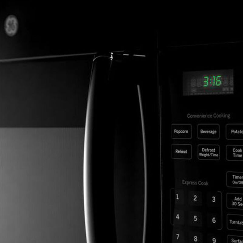 GE 30" 1.6 Cu. Ft. Over-the-Range Microwave with 10 Power Levels & 300 CFM - Black, Black, hires