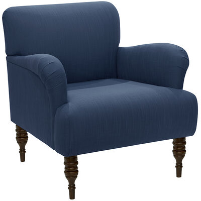 Skyline Furniture English Roll Arm Chair in Linen Fabric - Navy | 9505LNNNV