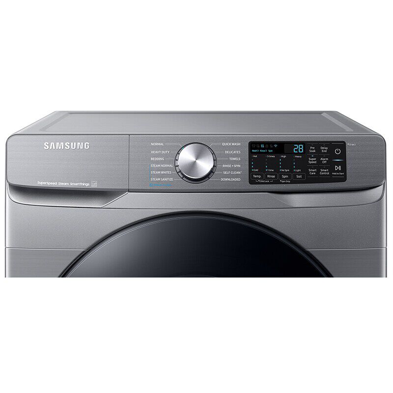 Samsung 27 in. 4.5 cu. ft. Smart Stackable Front Load Washer with Super Speed Wash, Sanitize & Steam Wash Cycle - Platinum, Platinum, hires