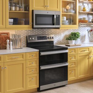 GE 30 in. 6.6 cu. ft. Air Fry Standard Convection Double Oven Electric Range with Smoothtop Burners - Stainless Steel, Stainless Steel, hires