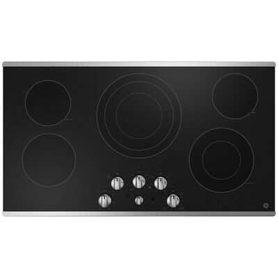 GE 36 in. 5-Burner Electric Cooktop with Simmer Burner & 2 Power Burners - Stainless Steel | JEP5036STSS