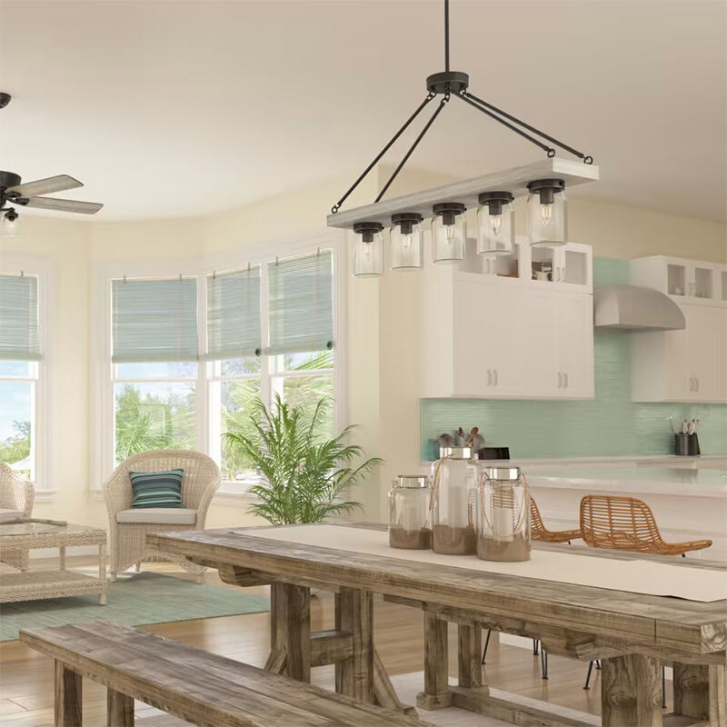 Hunter Devon Park 8 in. 5-Light Linear Chandelier with Clear Glass - Onyx Bengal, , hires