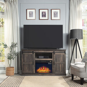 Manhattan Comfort Myrtle 60" Fireplace Console - Heavy Brown, , hires