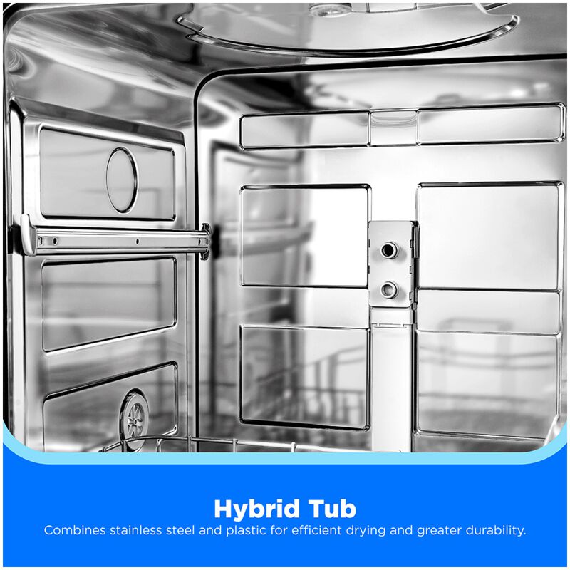 Midea 24 in. Front Control Flush-Mount Dishwasher with 52 dBA Sound level, Auto Open Door & Pocket Handle - White, , hires