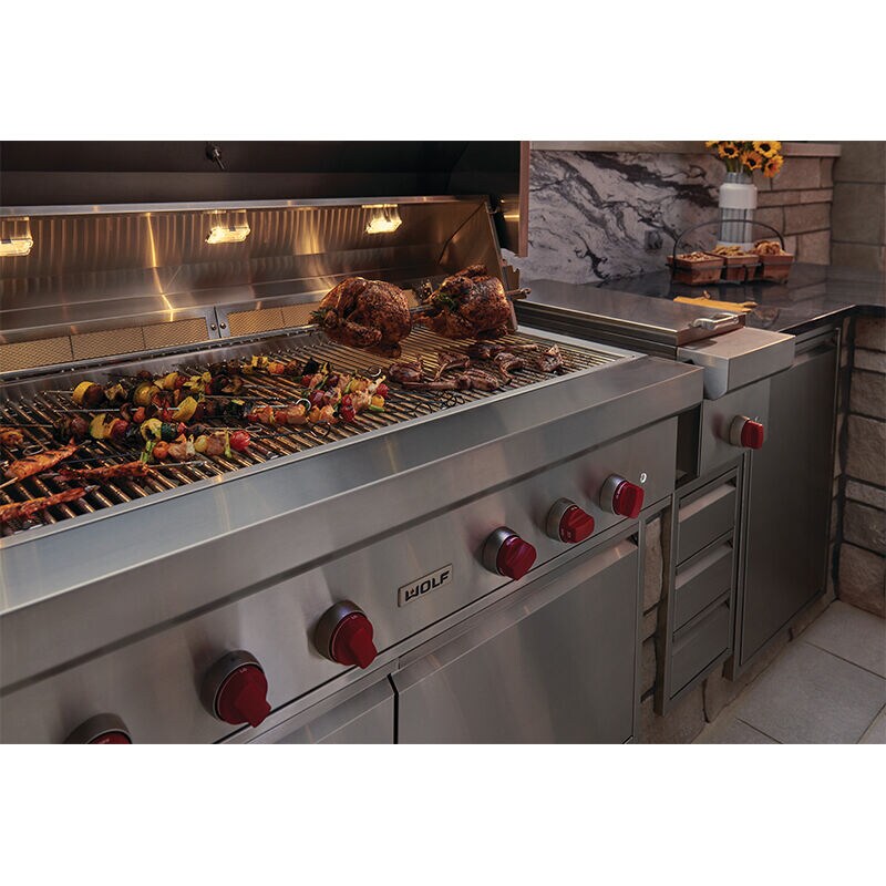 Wolf Designer 54 in. 5-Burner Built-In Liquid Propane Gas Grill with Rotisserie & Sear Burner - Stainless Steel, , hires