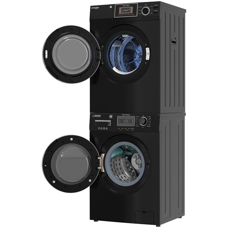 Equator Compact 24 in. 1.57 cu. ft. Electric Front Load Laundry Center with Sensor Dry, Pet & Sanitize Cycle - Black, , hires
