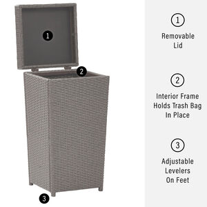 Crosley Palm Harbor Wicker Outdoor Trash Can - Weathered Gray, Weathered Gray, hires