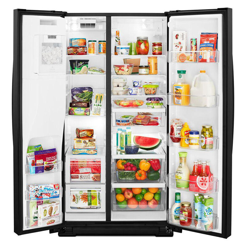 Whirlpool 36 in. 28.5 cu. ft. Side-by-Side Refrigerator with External Ice & Water Dispenser- Black, Black, hires