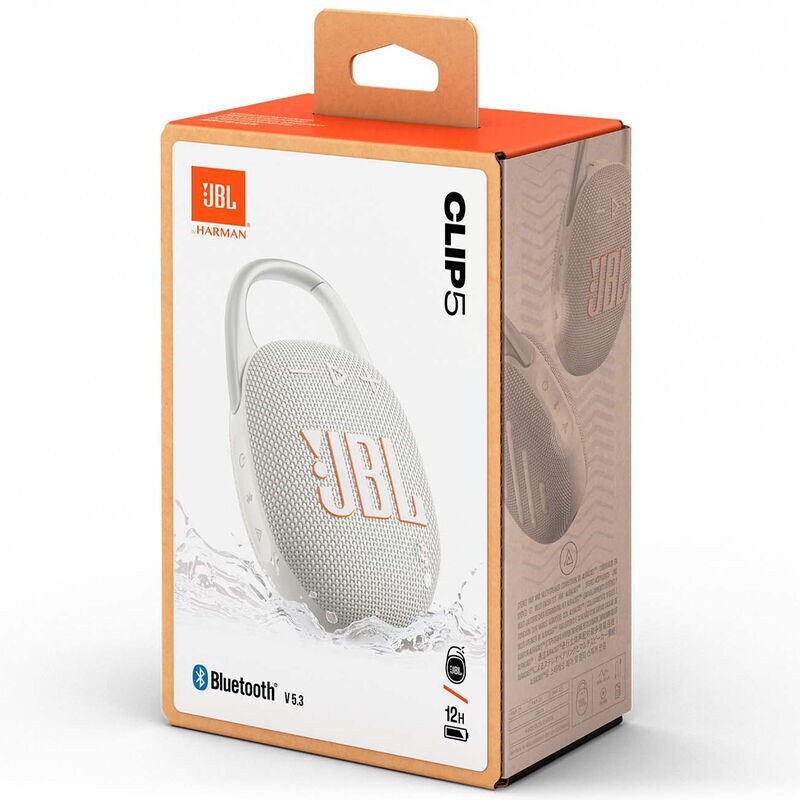 JBL Clip 5 Ultra Portable Waterproof Speaker - White, White, hires