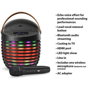 Singing Machine SMC2020 SingCast One - Video Casting Karaoke System with Bluetooth, Light Show & Voice Changing Effects, , hires