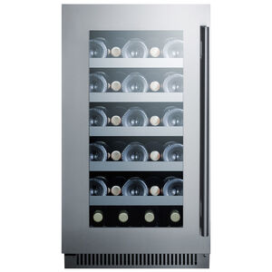 Summit Classic Collection 18 in. Undercounter Wine Cooler with Wood Racks, Single Temperature Zone & 29 Bottle Capacity - Stainless Steel, , hires