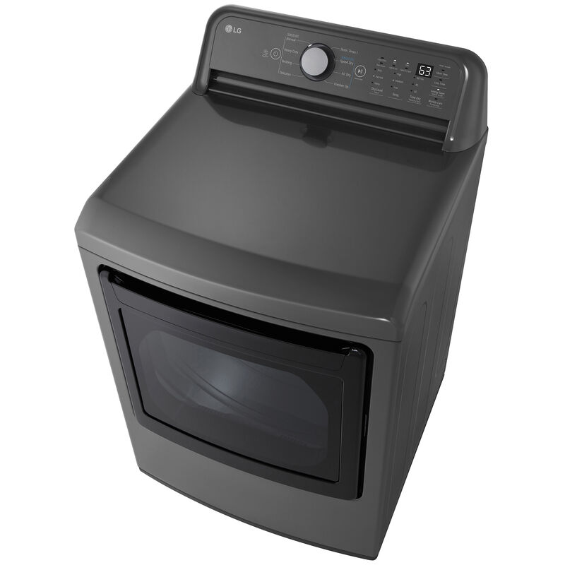LG 27 in. 7.3 cu. ft. Gas Dryer with Flow Sense Duct Clogging Indicator, LoDecibel Quiet Operation & Sensor Dry - Middle Black, Black, hires