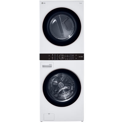 LG 27 in. WashTower with 4.5 cu. ft. Washer with 6 Wash Programs & 7.4 cu. ft. Electric Dryer with 6 Dryer Programs, Sensor Dry & Wrinkle Care - White | WKE100HWA