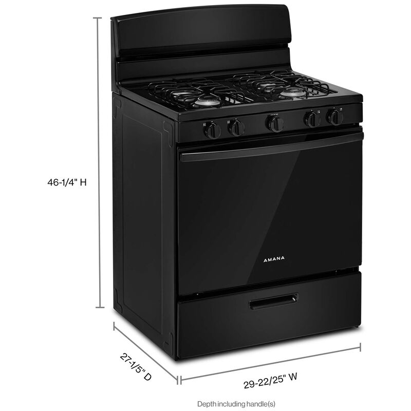 Amana 30 in. 5.0 cu. ft. Oven Freestanding Gas Range with 4 Sealed Burners - Black, , hires