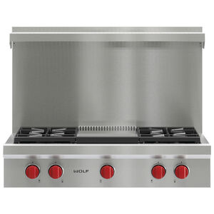 Wolf 36 in. Natural Gas Cooktop with 4 Sealed Burners & Griddle - Stainless Steel, , hires