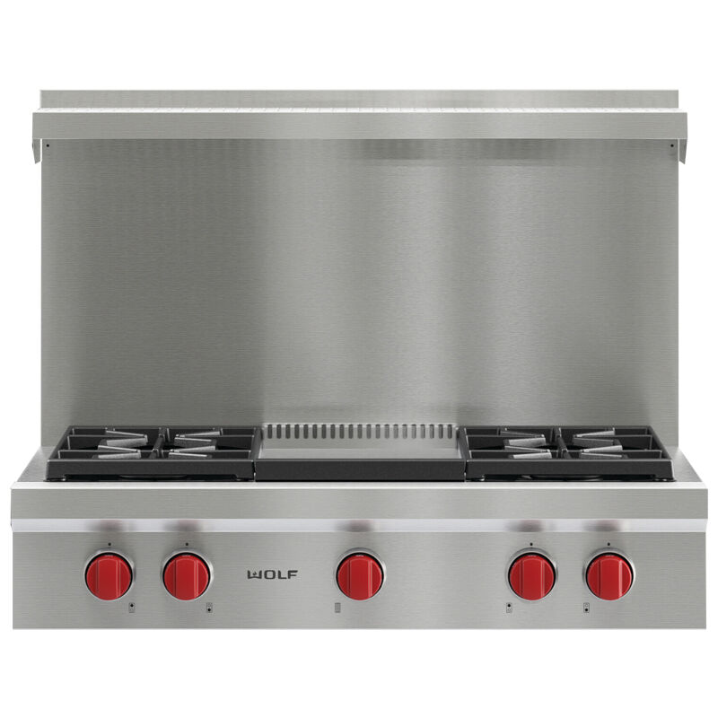 Wolf 36 in. Natural Gas Cooktop with 4 Sealed Burners & Griddle - Stainless Steel, , hires