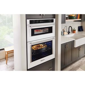 KitchenAid 30 in. 6.4 cu. ft. Electric Oven/Microwave Combo Wall Oven with True European Convection & Self Clean - White, White, hires