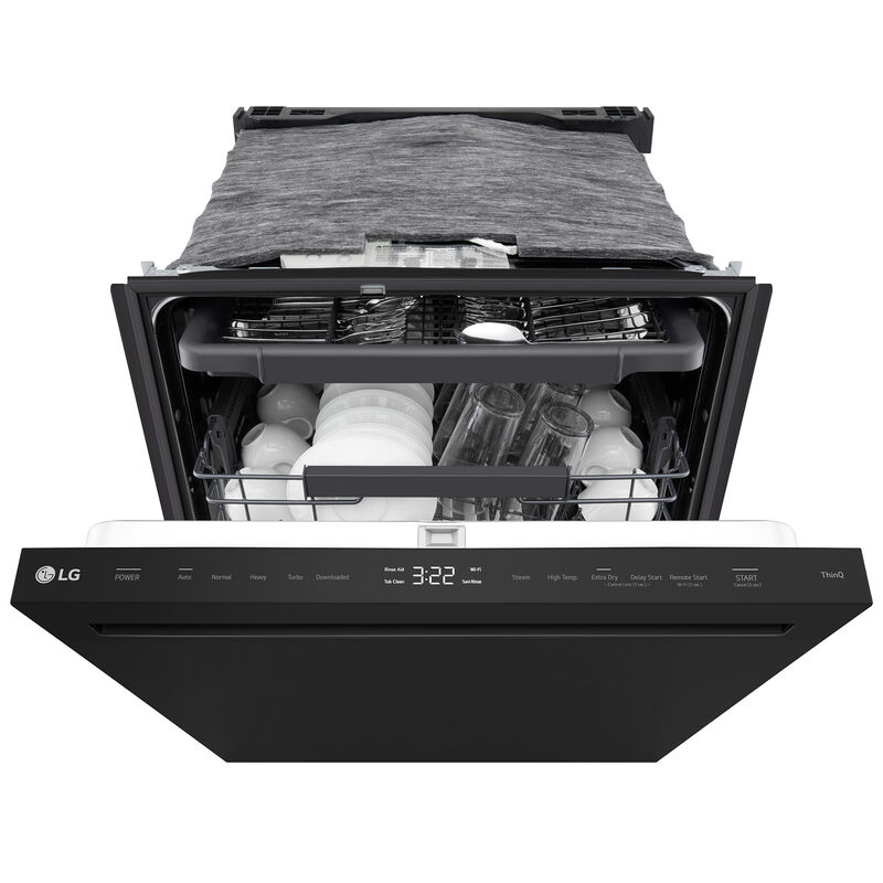 LG 24 in. Top Control Flush-Mount Smart Dishwasher with 46 dBA Sound Level, 3rd-Rack, AutoVent Dry & Pocket Handle - Black, , hires