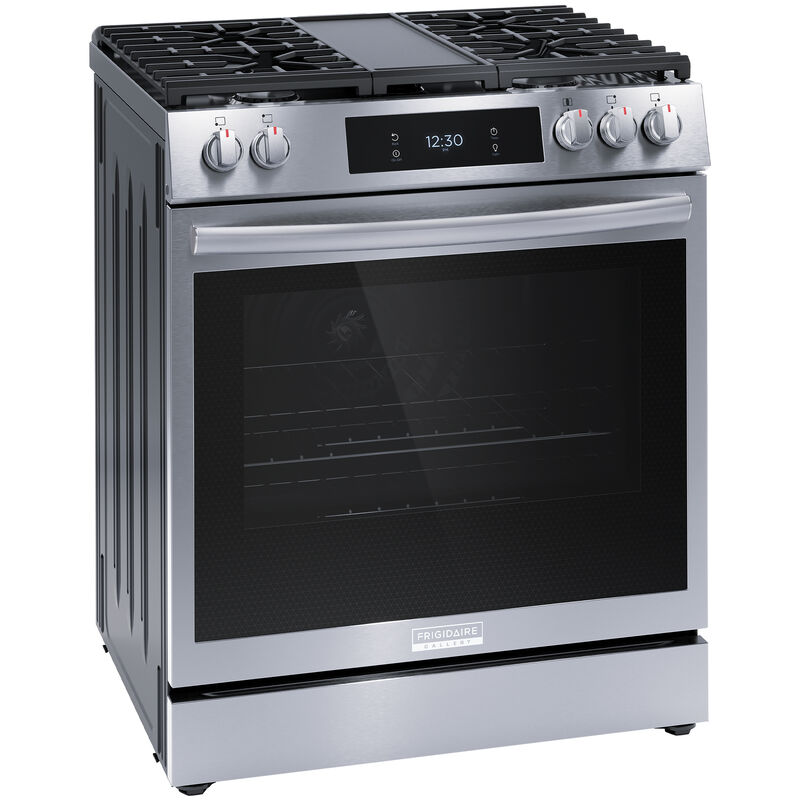 Frigidaire Gallery 30 in. 6 cu. ft. Air Fry True European Convection Steam Gas Range with 5 Sealed Burners & Griddle - Stainless Steel, , hires