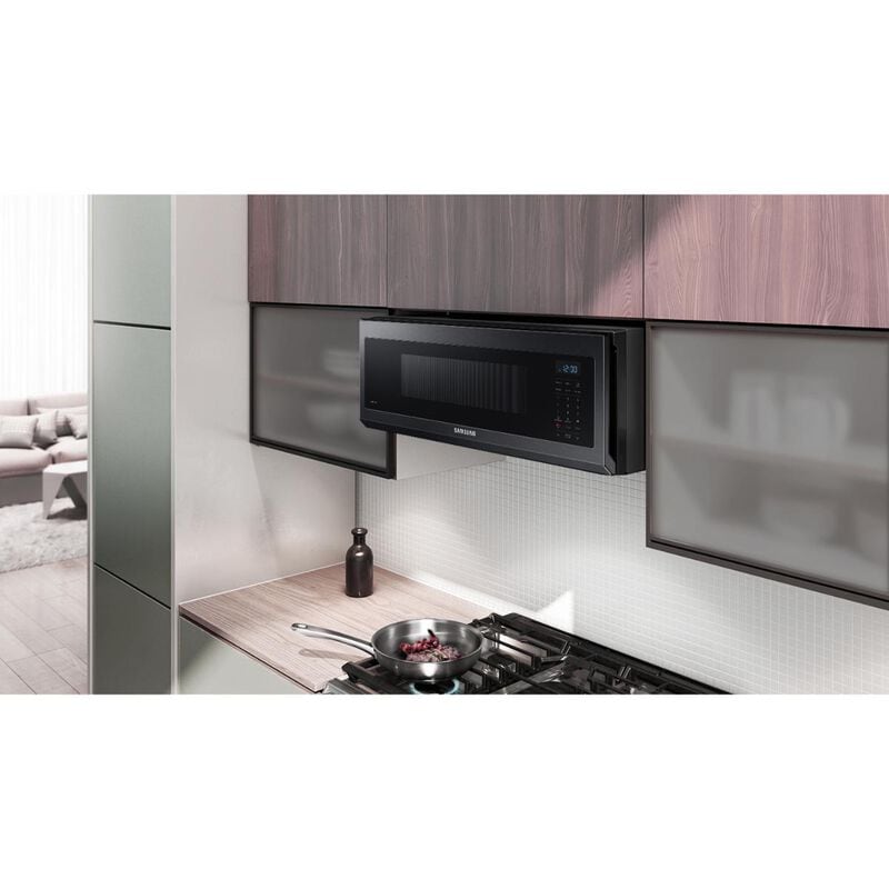 Samsung 30 in. 1.1 cu. ft. 1100W Low Profile Smart Over-the-Range Microwave with 400 CFM - Matte Black Steel, , hires