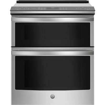 GE Profile 30 in. 6.6 cu. ft. Smart Convection Double Oven Slide-In Electric Range with 5 Smoothtop Burners - Stainless Steel | PS960YPFS