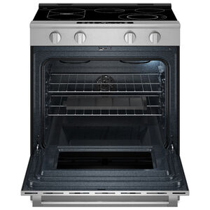 Maytag 30 in. 5.3 cu. ft. Smart Air-Fry Standard Convection Slide-In Electric Range with Radiant Burners, Reversible Grill & Griddle - Fingerprint Resistant Stainless Steel, , hires