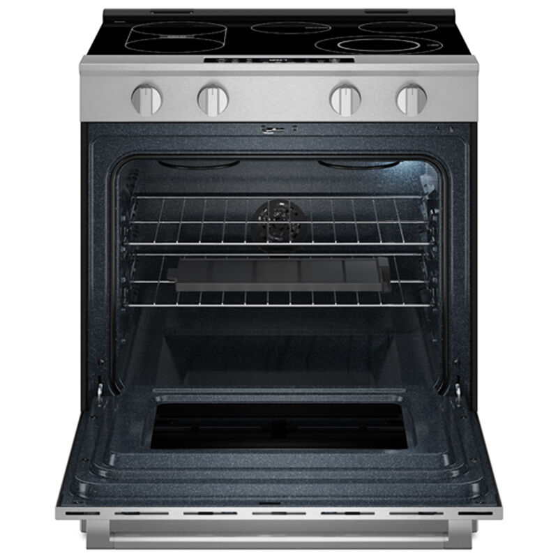 Maytag 30 in. 5.3 cu. ft. Smart Air-Fry Standard Convection Slide-In Electric Range with Radiant Burners, Reversible Grill & Griddle - Fingerprint Resistant Stainless Steel, , hires