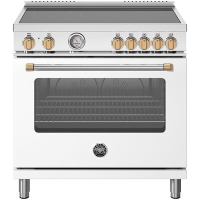 Bertazzoni Master Series 36 in. 5.9 cu. ft. Dual Convection Electric Range with 5 Induction Burners - Matte White | MAS365INMBG