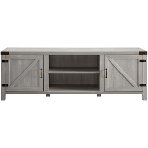 Walker Edison Barn Door 70 in. Modern Farmhouse TV Stand - Stone Gray, , hires