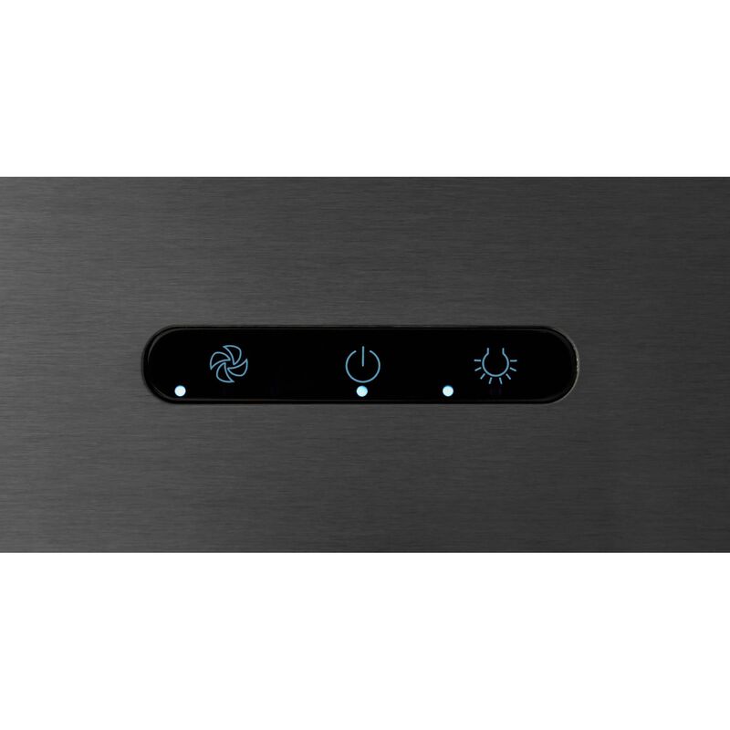 Broan Elite EW48 Series 36 in. Convertible Chimney Style Range Hood with 460 CFM, 3 Fan Speeds & 1 LED Light - Black Stainless, , hires