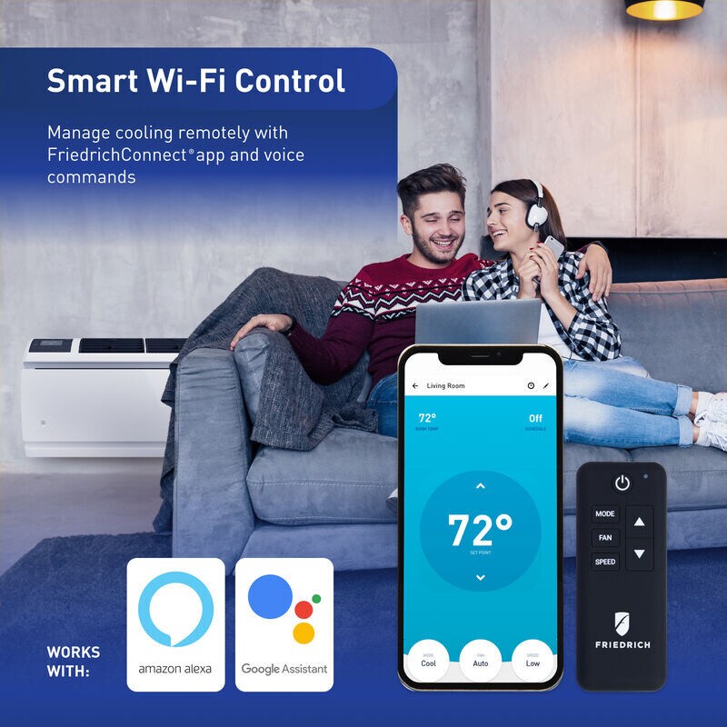 Friedrich WallMaster Series 8,000 BTU Smart Through-the-Wall Air Conditioner with 3 Fan Speeds & Remote Control - White, , hires