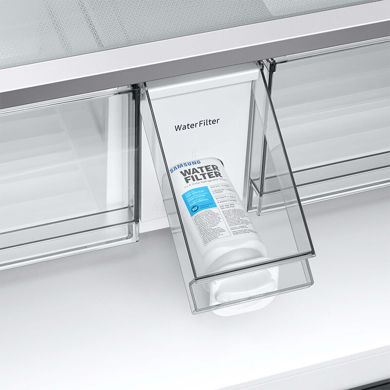 Samsung Bespoke 36 in. 28.6 cu. ft. Smart 4-Door French Door Refrigerator with Family Hub & Internal Water Dispenser - Charcoal / Matte Black, Charcoal, hires