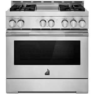 JennAir Rise Series 36 in. 5.1 cu. ft. Smart True European Convection Gas Range with 4 Sealed Burners & Griddle - Stainless Steel, , hires