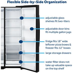 GE 36 in. 27.9 cu. ft. Side-by-Side Refrigerator with Ice & Water Dispenser - Black, , hires