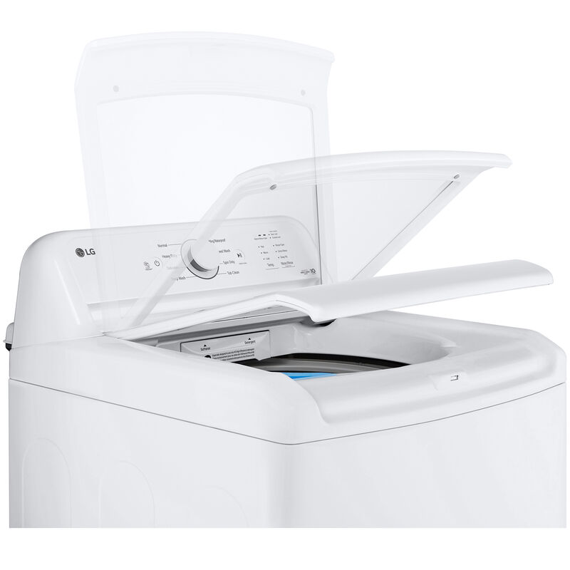 LG 27 in. 4.1 cu. ft. Top Load Washer with 4-Way Agitator, Slam Proof Glass Lid & True Balance Anti-Vibration System - White, White, hires