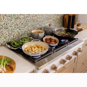 Cafe 36 in. 6-Burner Natural Gas Rangetop with Simmer Burner & Power Burner - Matte White, Matte White, hires