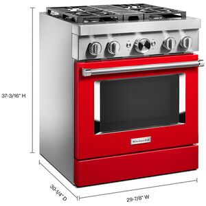 KitchenAid 30 in. 4.1 cu. ft. Smart Convection Oven Freestanding Dual Fuel Range with 4 Sealed Burners - Passion Red, , hires