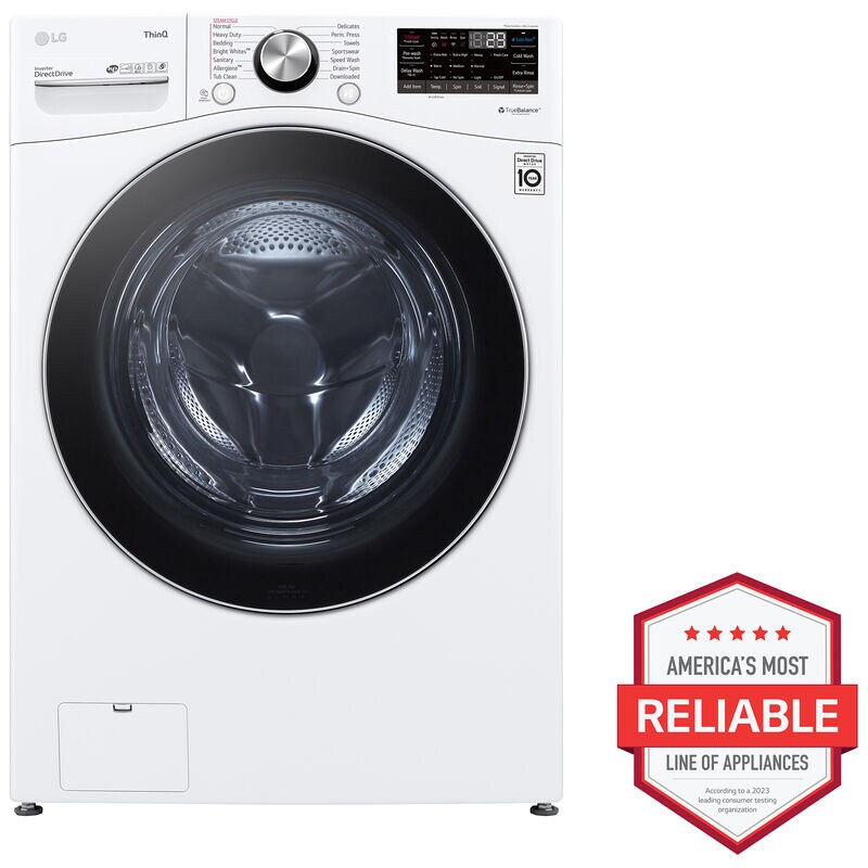 LG 27 in. 5.0 cu. ft. Smart Stackable Front Load Washer with TurboWash 360, Sanitize & Steam Wash Cycle - White, White, hires