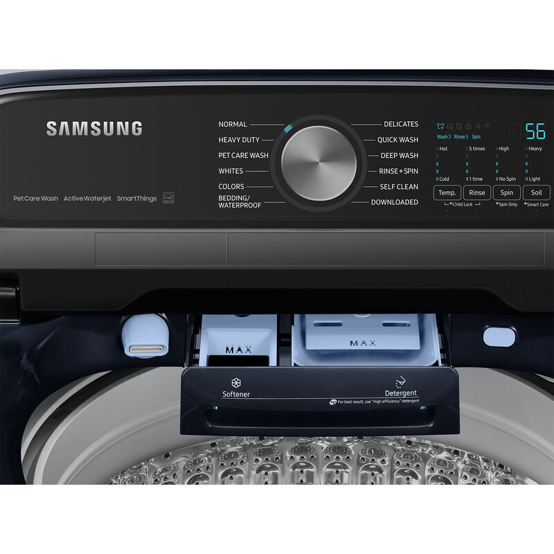 Samsung 27 in. 5.4 cu. ft. Smart Top Load Washer with Pet Care Solution & Super Speed Wash - Brushed Navy, Brushed Navy, hires